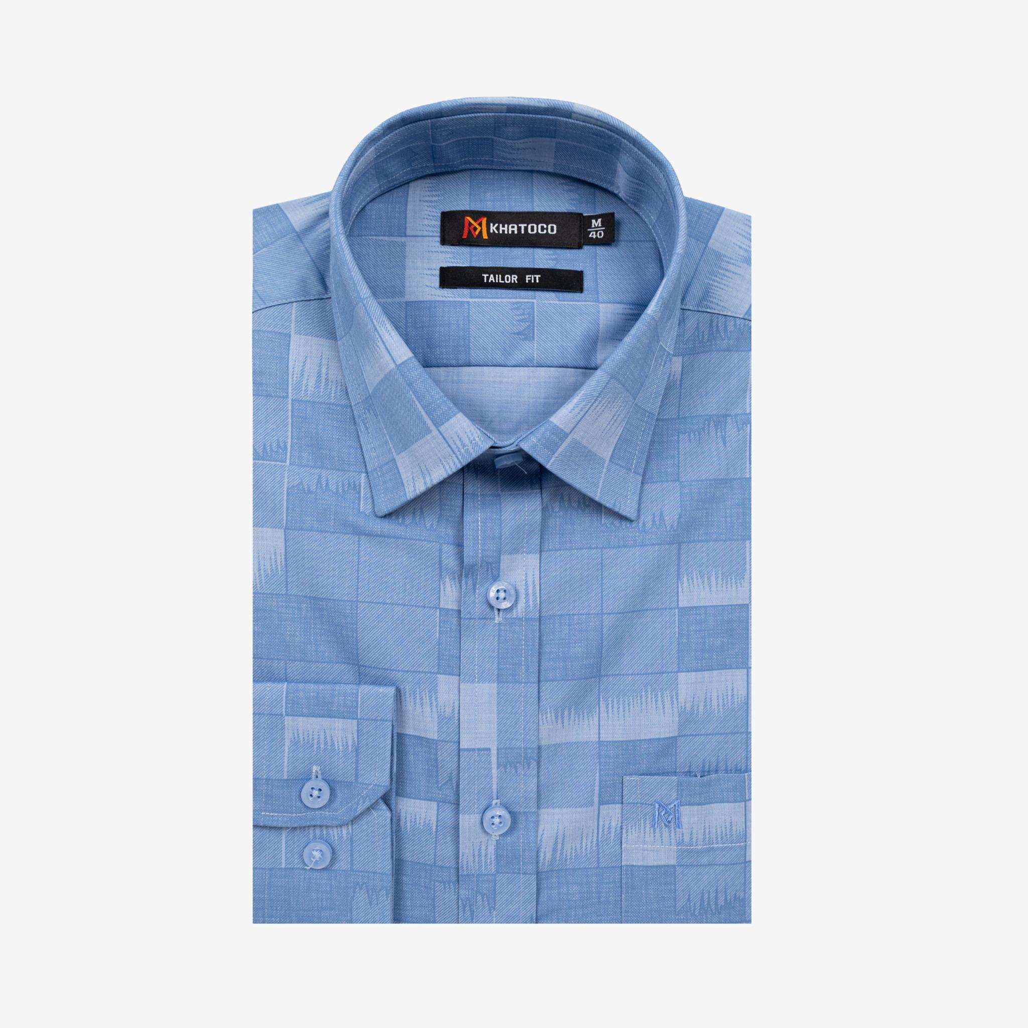 Áo sơ mi nam KHATOCO Tailor Fit dài tay A1MD538T1-CNCR787-2707-D