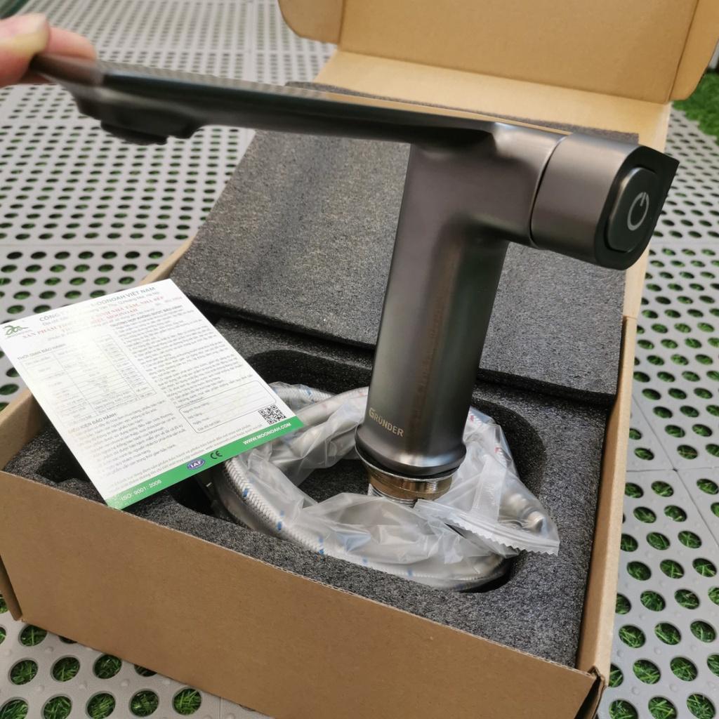 Vòi lavabo GRÜNDER ổn định nhiệt độ màu ghi xám trang nhã cao cấp