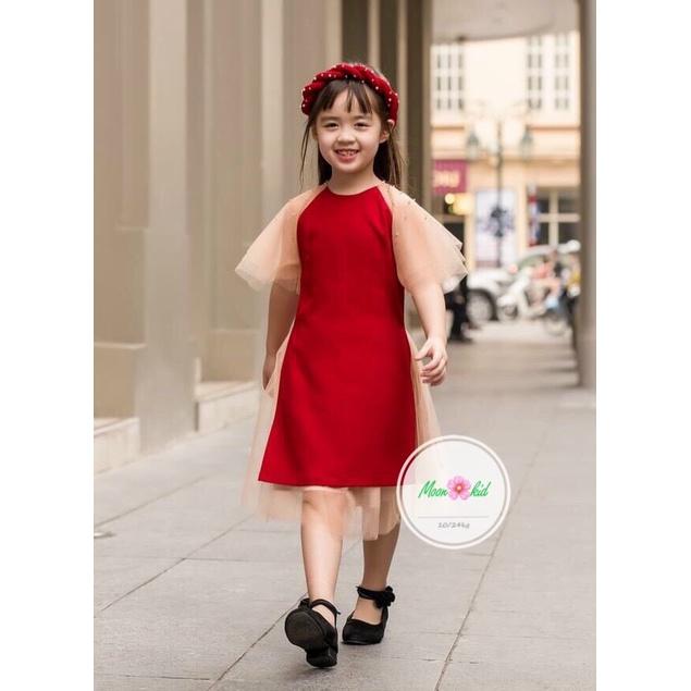 Set Áo dài cách tân vải nhung sịn sò cho bé gái 8-20kg kèm mấn