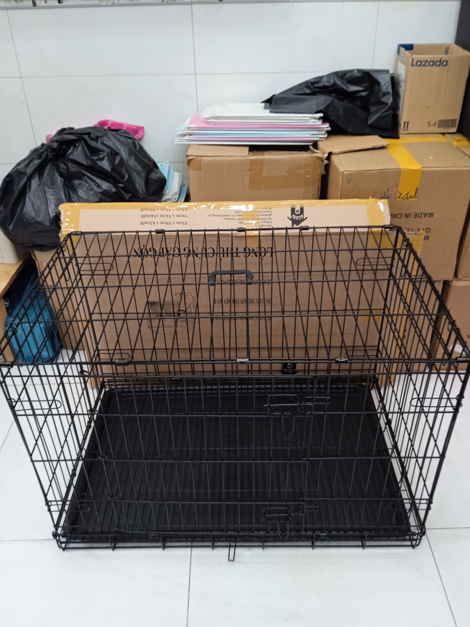CHUỒNG CHÓ SIZE LỚN NAN SIÊU DÀY 90X60X65CM GẤP GỌN TIỆN LỢI DÀNH CHO PET LỚN