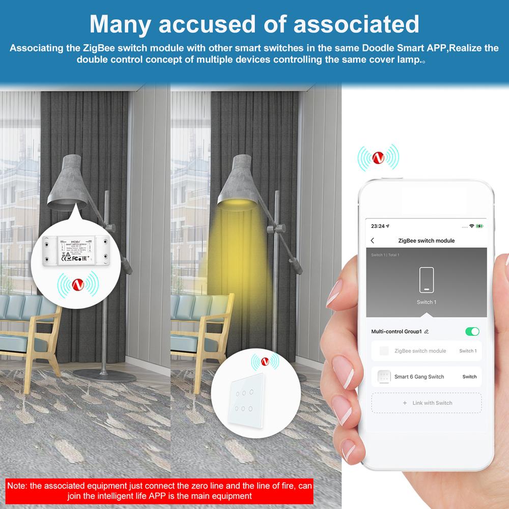 Tuya ZigBee Intelligent Light Switch Module Mini Home Automation DIY Breaker APP Control Voice Control Timing Switch Compatible with Google Assistant and Amazon Alexa