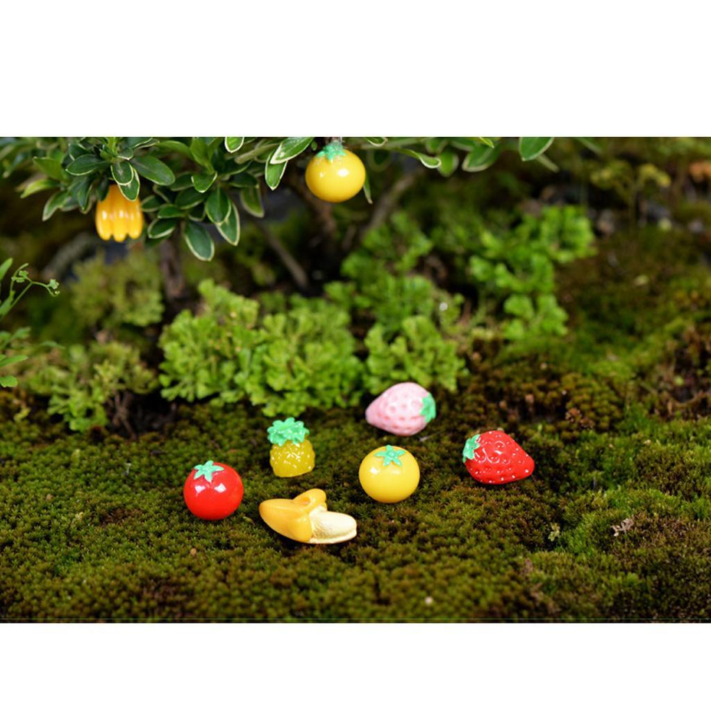 3X 10 Pieces Micro Landscape Resin Fruit Ornament Garden DIY  Green