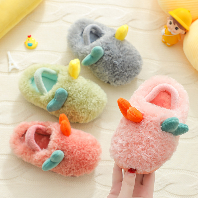 Dép Bông Đi Trong Nhà Cho Bé 1-3 Tuổi Chống Trơn Trượt 2 Sưng Dễ Thương