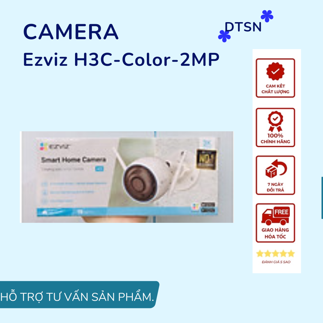 Camera wifi ngoài trời Ezviz H3C-Color-2MP (FHD | 4MM) - Hàng chính hãng