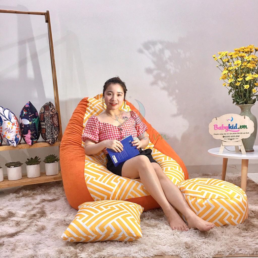 Ghế xốp đa năng dáng lê TONE VÀNG Babykid, chất vải thô Nhật full