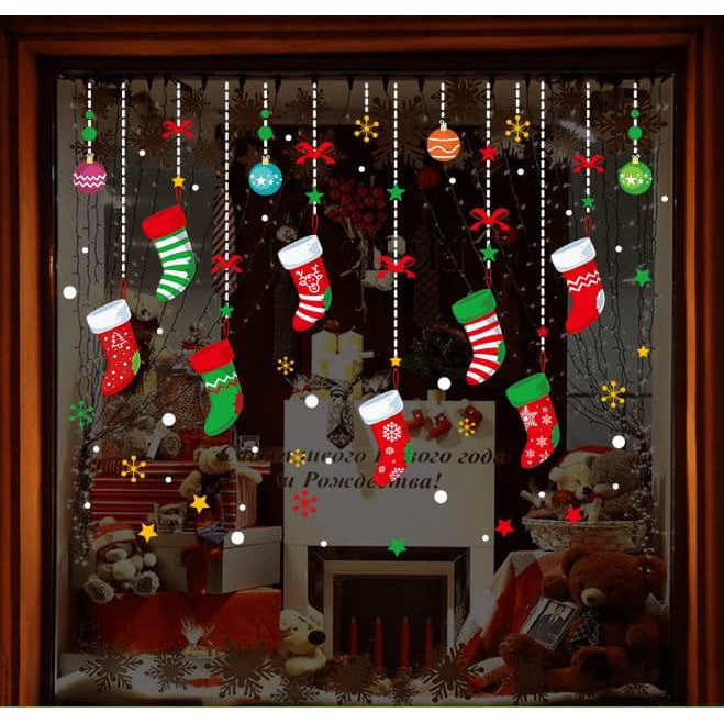 Decal dán kính trang trí Noel - Nhiều họa tiết