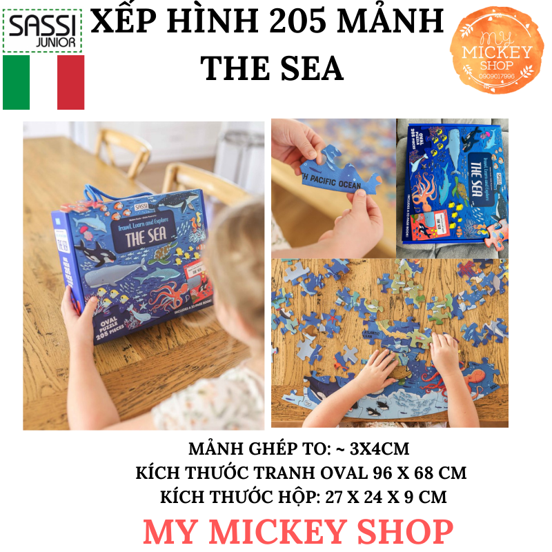 Bộ xếp hình 200 mảnh chính hãng Sassi Chủ Đề Đại Dương