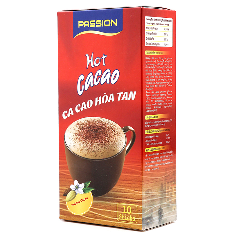 2 hộp Passion hot ca cao hòa tan (2 hộp x 10 stick x 16g)