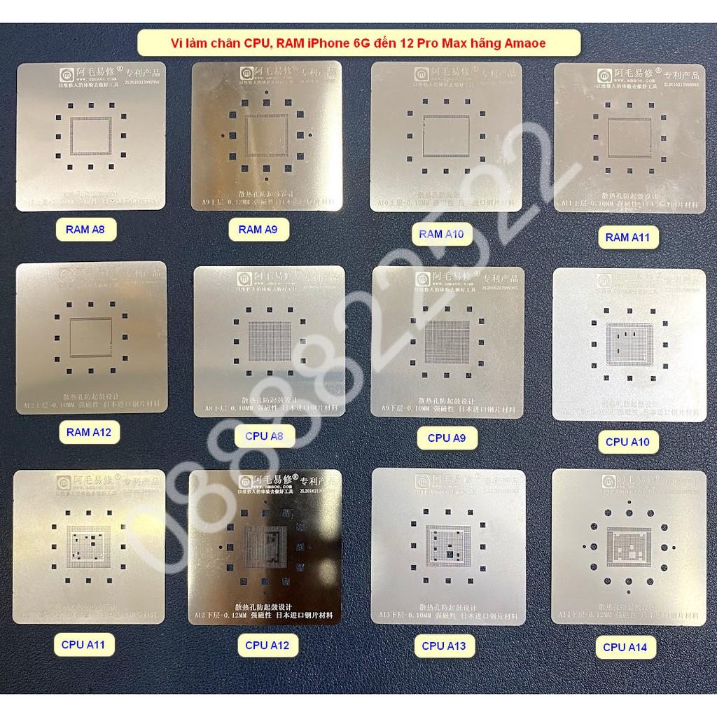 Vỉ làm chân CPU&amp;RAM cho iPhone A8 đến A15 hãng AMAOE