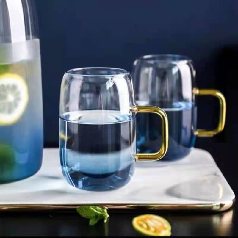 Bộ Ly Thủy Tinh AQUA Trụ Tròn BOROSILICATE Cao Cấp Chịu Nhiệt Cao 6 Sets DECOR LUXURY - Hàng Nhập Khẩu