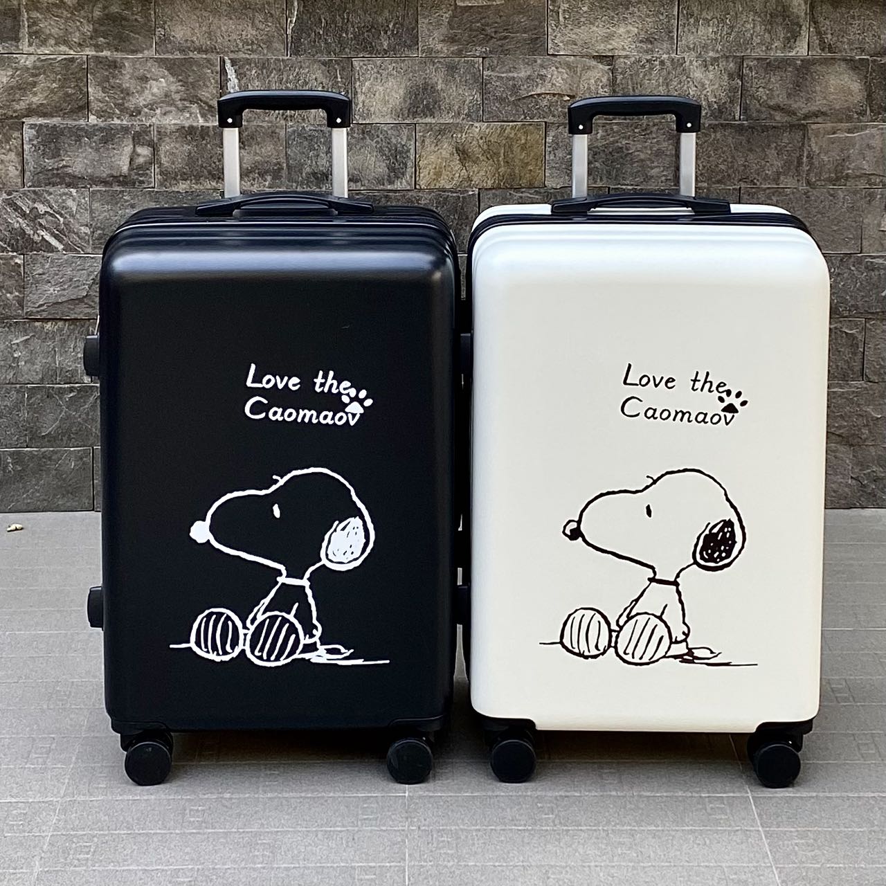 HÌNH THẬT_Du Lịch Tay Kéo In Hình Chú Chó Snoopy Siêu Cute 4 Bánh Xe Xoay 360 Độ Chất Liệu Nhựa Nhám PC+ABS Dày Dặn Hàng Sẵn Kho Đủ Size 20/24/26 inch