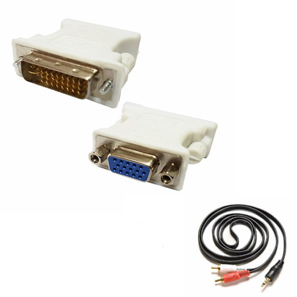 Đầu chuyển đổi DVI sang VGA tặng kèm dây loa 1 đầu 3.5 ra 2 AV dài 1,5m