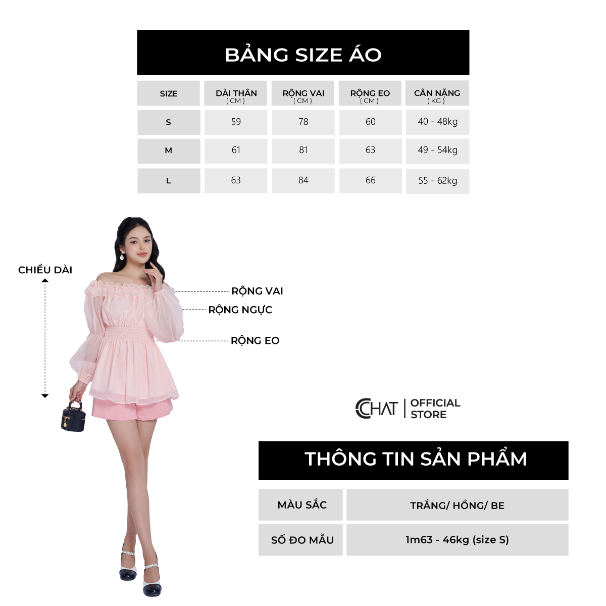 Hình ảnh Áo Kiểu Nữ  Trễ Vai Chun Eo Dáng Peplum Chất Voan Bay Bổng 13ADV2003PT