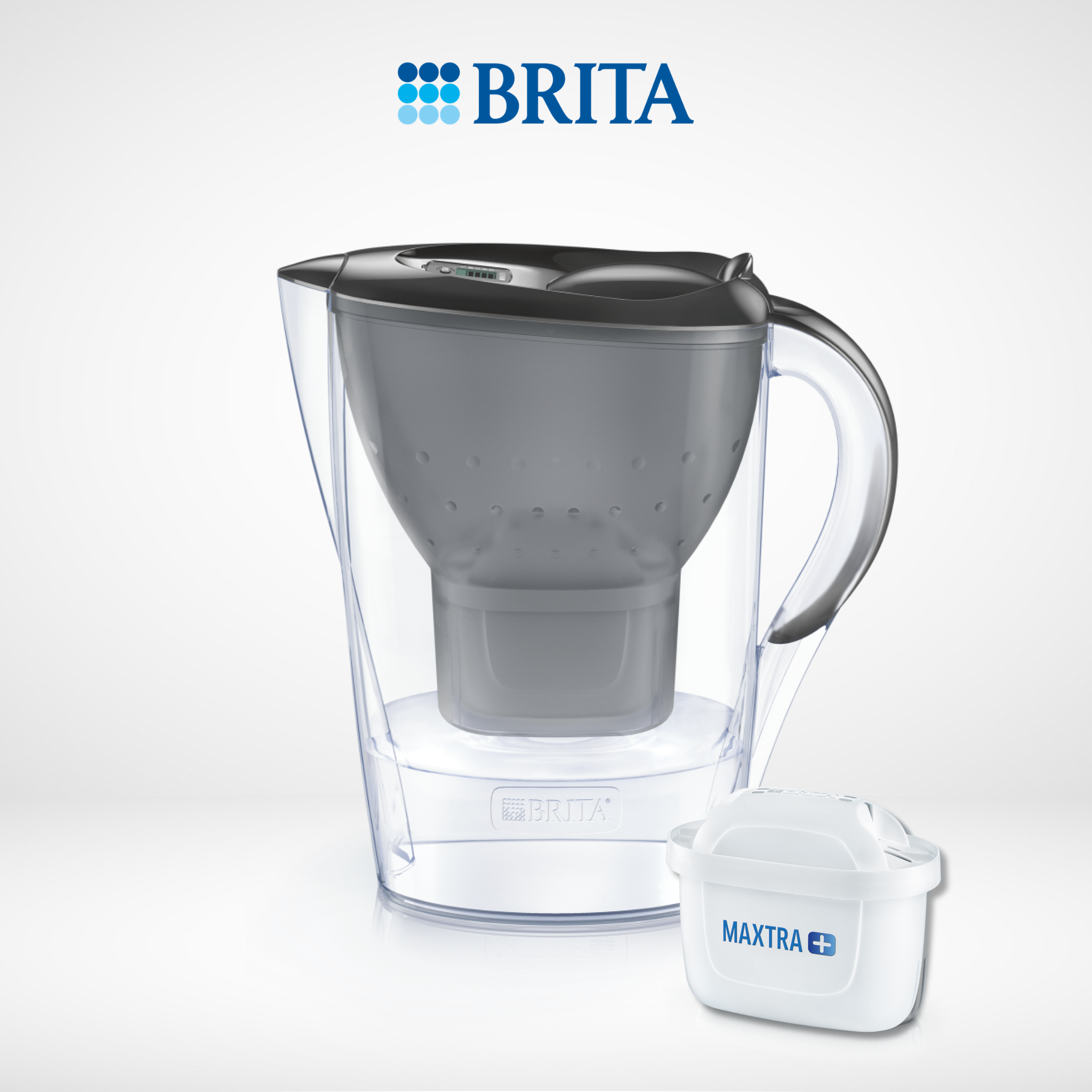 Bình lọc nước BRITA Marella Graphite 2.4L (có sẵn 1 lõi lọc Maxtra Plus 100L)