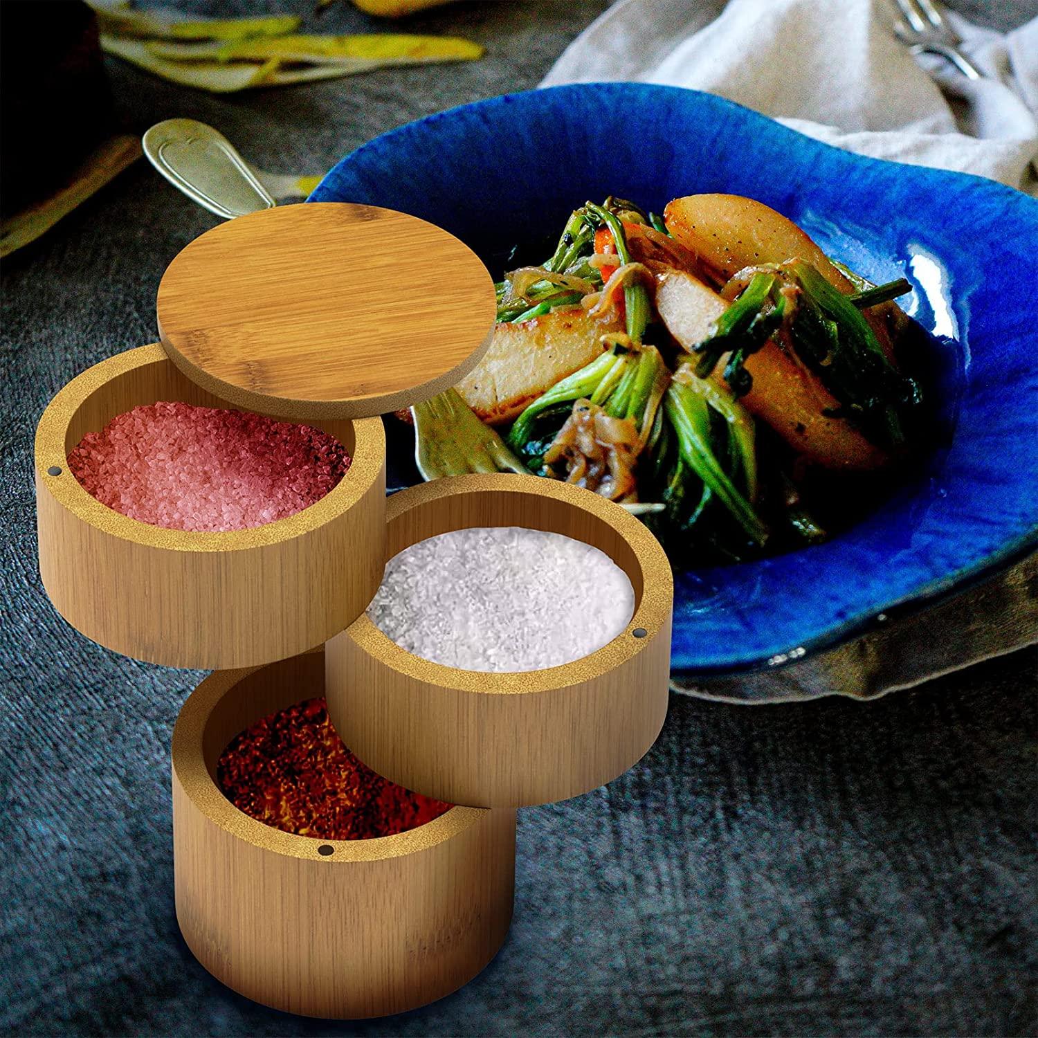 Hộp Đựng Muối Tiêu 3 Trong 1 - Hộp Đựng Gia Vị Có Nắp Xoay
