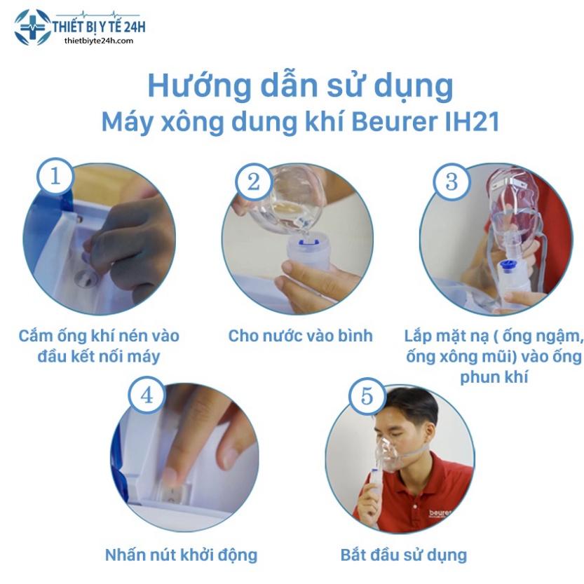 Máy Xông Mũi Họng, Máy Khí Dung Beurer IH21 - Hỗ Trợ Hô Hấp Cho Người Cao Tuổi, Trẻ Em Nghẹt Mũi