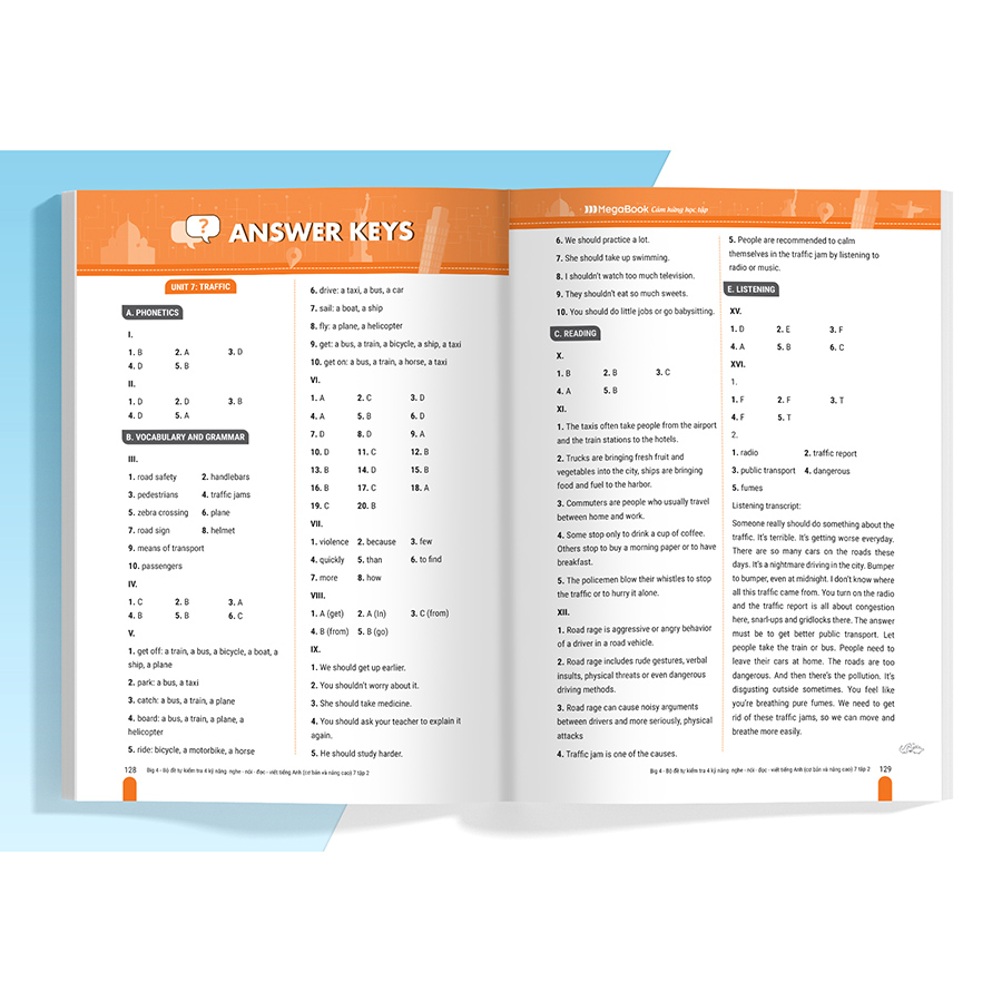 Combo Big 4 bộ đề tự kiểm tra 4 kỹ năng Nghe - Nói - Đọc - Viết tiếng Anh (cơ bản và nâng cao) lớp 7 (2 Tập) (Global)