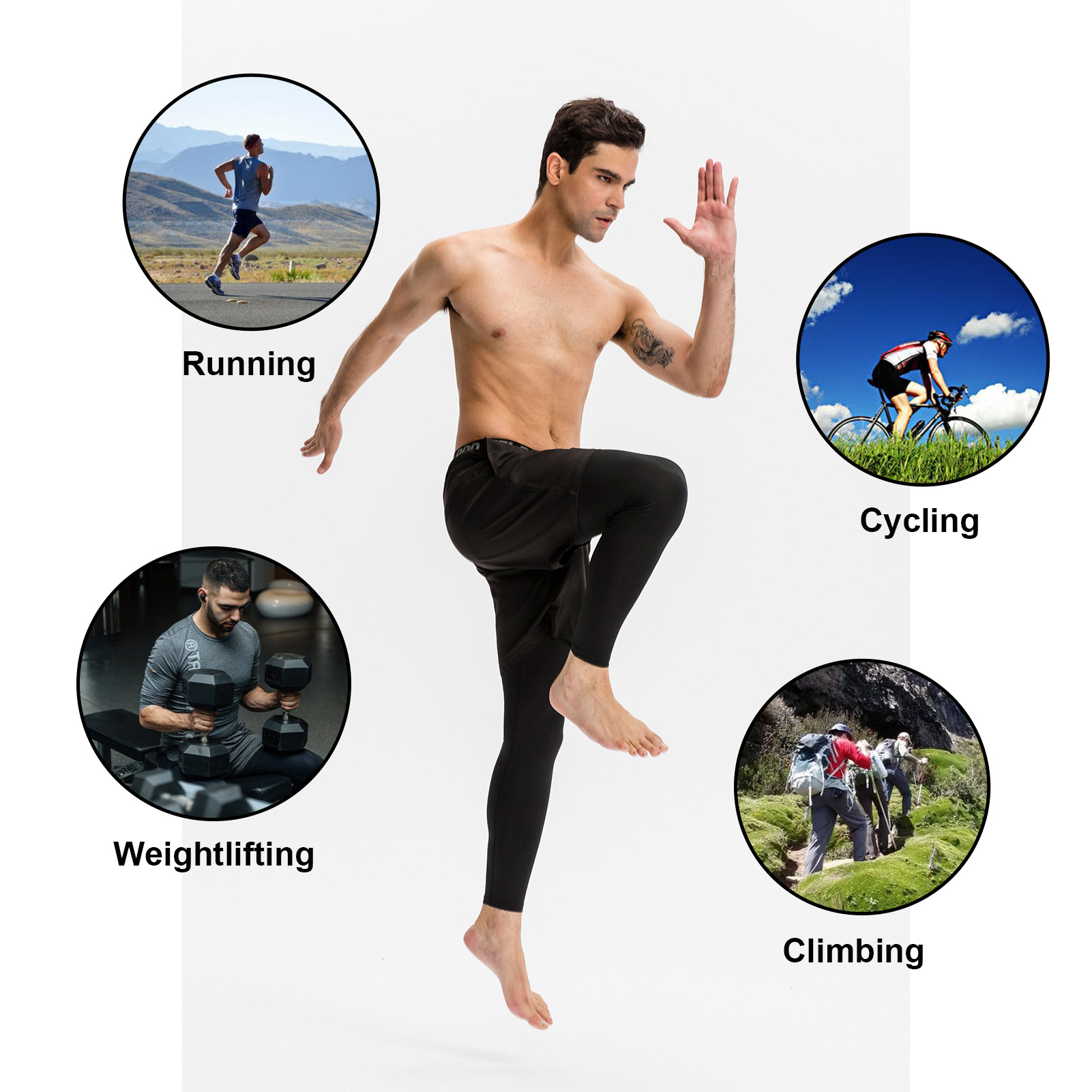 Quần đùi nam Yel Pro Men 2-in 1 đàn hồi có túi eo co giãn kiểu dáng thể thao