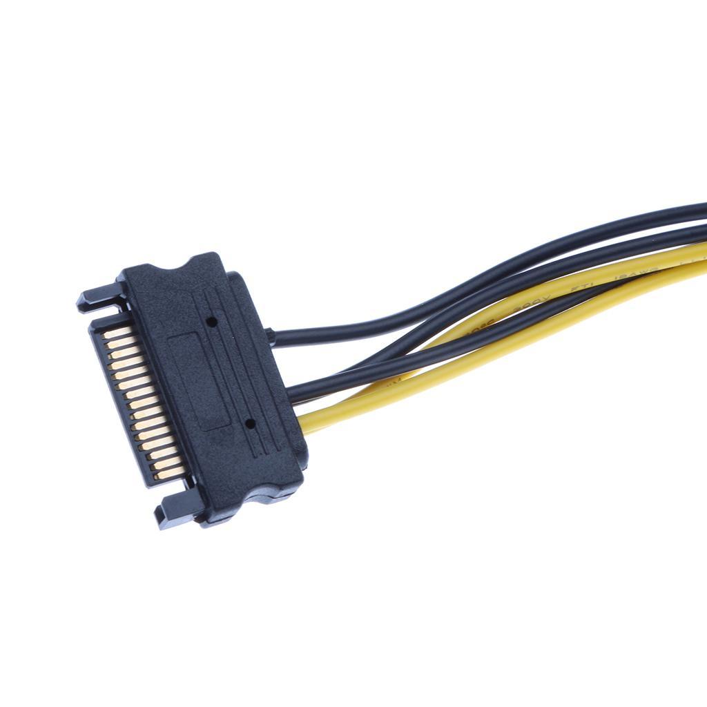 2pcs Video Card Splitter Cable 6 to 2xPCIe 8pin+2x 15pin SATA to 6pin PCIe