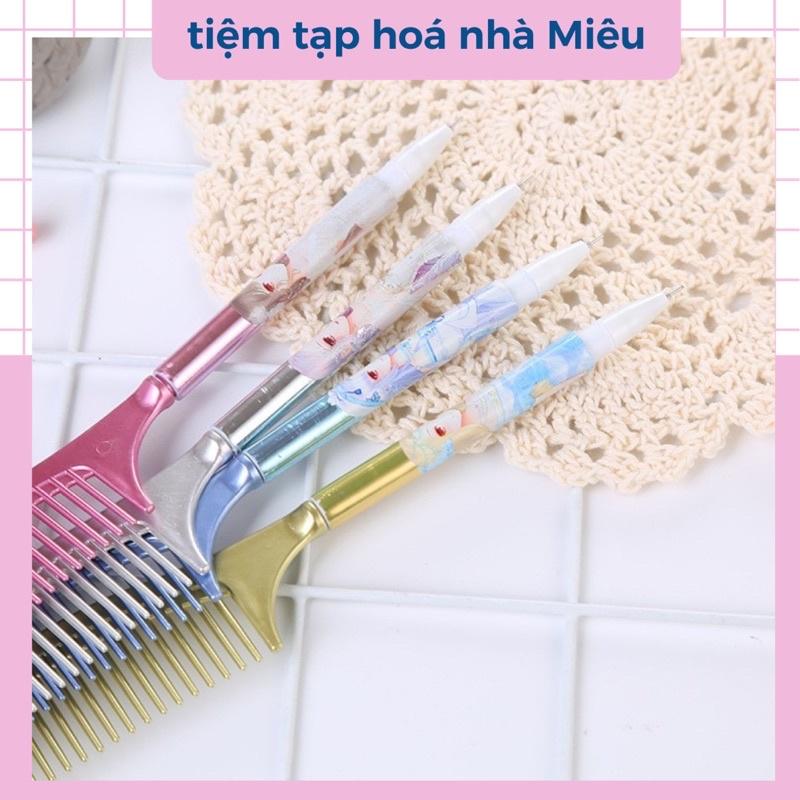 Bút mực nước hình cây lược 2in1, phụ kiện quà tặng độc đáo