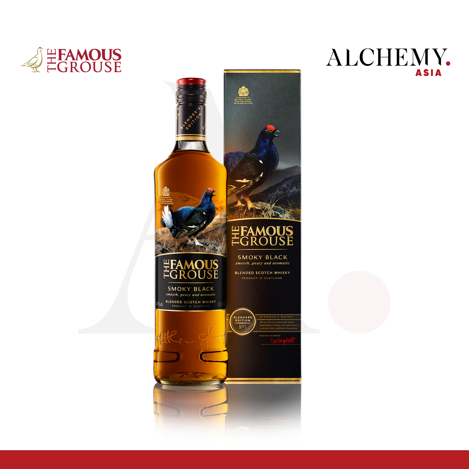 Rượu The Famous Grouse Smoky Black Scotch Blended Whisky 40% 1x0.7L