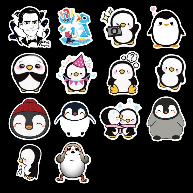 Sticker 50 miếng hình dán Cute Penguin