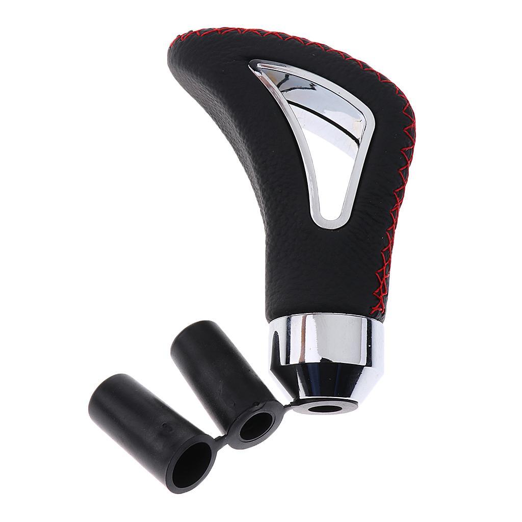 Universal Leather Red Wire Manual Car Gear Stick  Knob Shifter Black