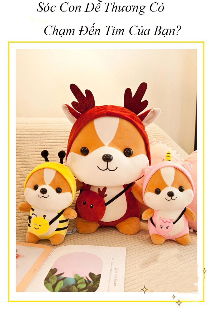 Gấu Bông Sóc Shiba Cosplay Ngộ Nghĩnh Chibi