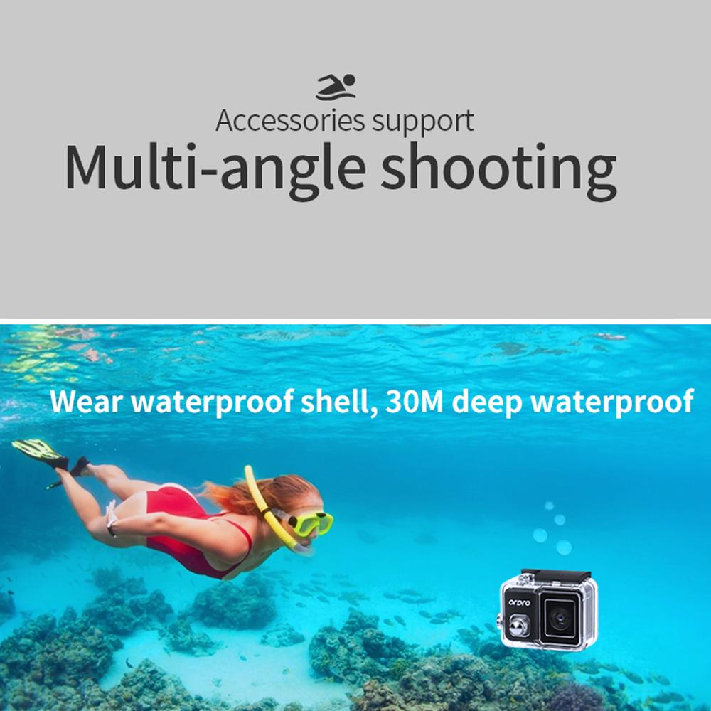 Camera hành động 4K VLOG Ordro Brave 1 60fps Màn hình cảm ứng WiFi 30m Máy ảnh thể thao chống nước chống nước dưới nước