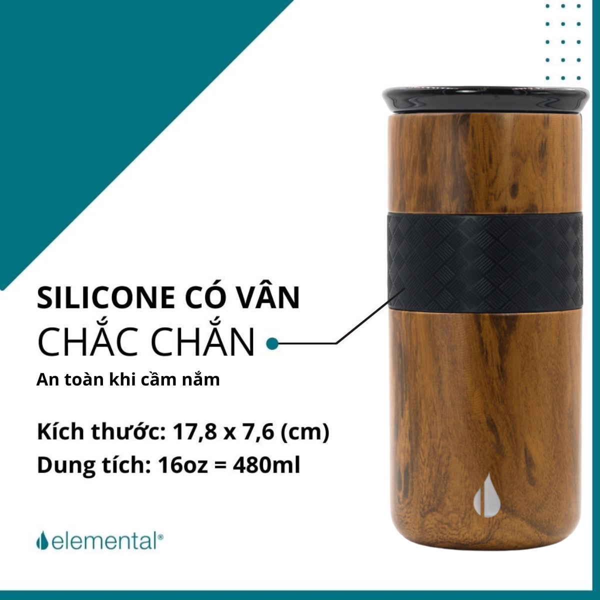 : LY GIỮ NHIỆT ELEMENTAL ARTISAN MÀU HOA VĂN