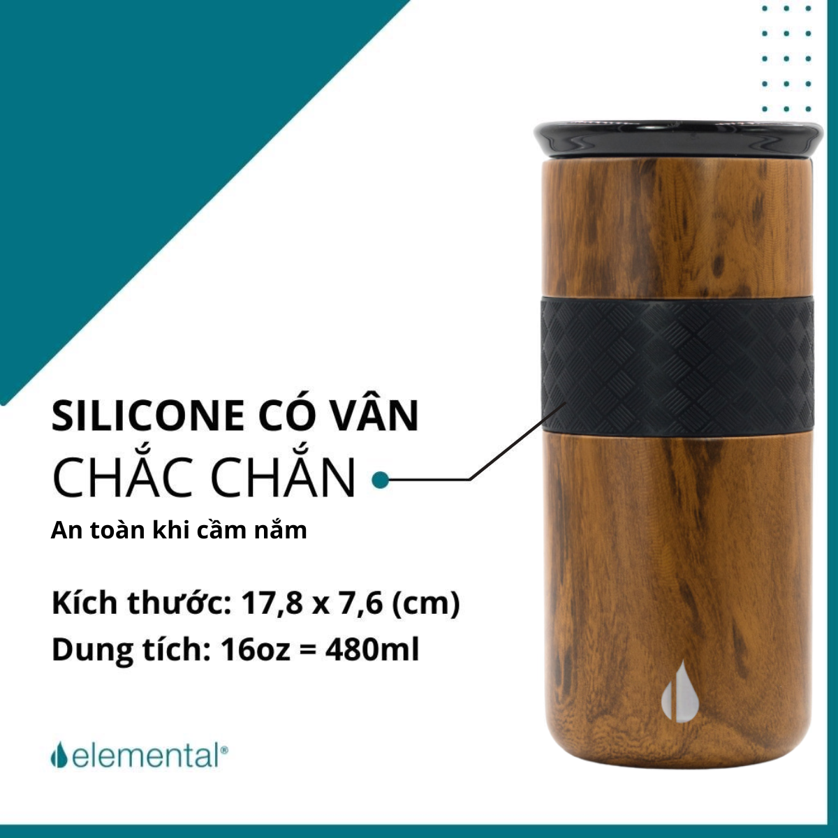 : LY GIỮ NHIỆT ELEMENTAL ARTISAN MÀU HOA VĂN (480ML)