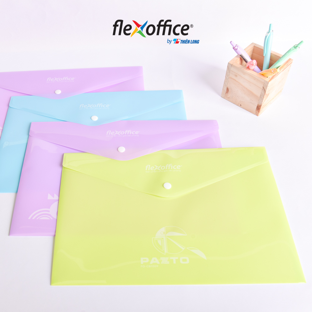 Combo 10 Bìa nút Pazto màu Pastel A4 Thiên Long Flexoffice FO-CBF009 - Màu ngẫu nhiên