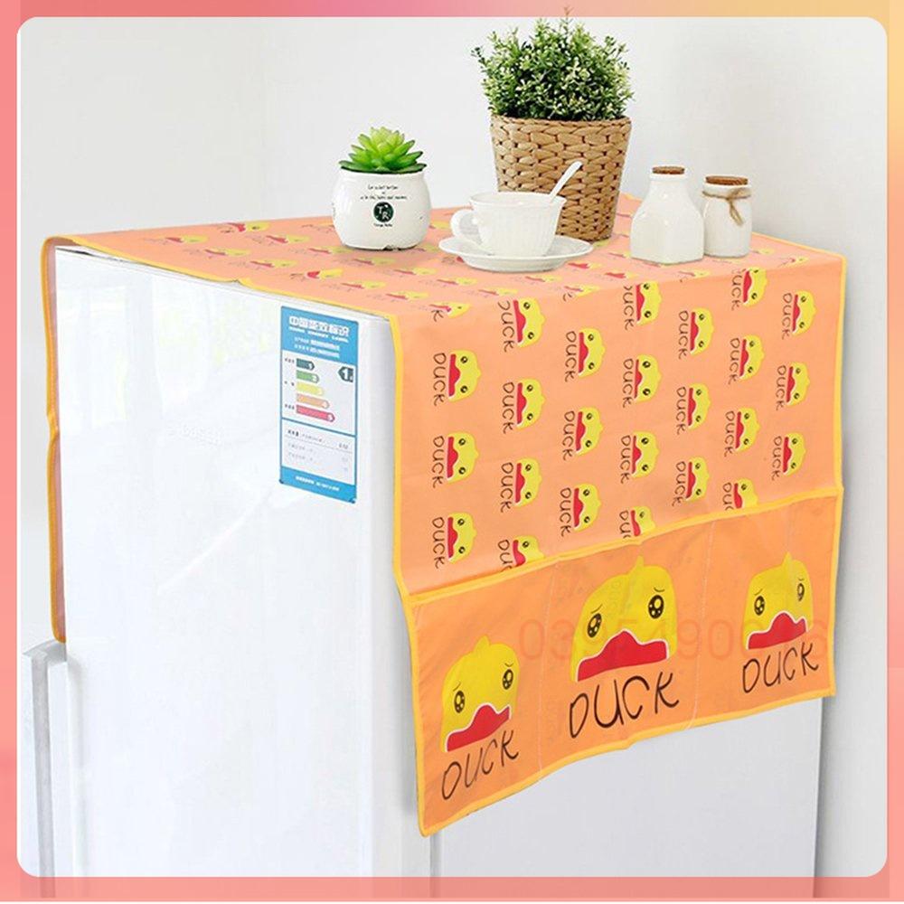 Tấm phủ nóc tủ lạnh 129x55cm bền đẹp chống thấm nước và bụi trang trí nhà, tấm phủ lò vi sóng có ngăn đựng đồ tiện lợi