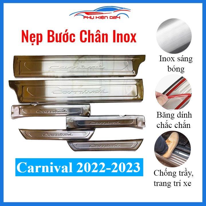 Bộ nẹp bước chân inox ô tô Carnival 2022-2023 chống trầy làm đẹp ô tô