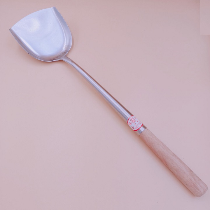 Xẻng lật chiên xào đồ ăn loại lớn inox 304 cán gỗ cao cấp