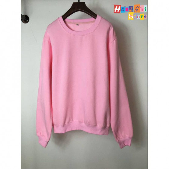 Áo Sweater Trơn Chất Nỉ Lót Bông Màu Hồng Tươi - Sweater Unisex - MM