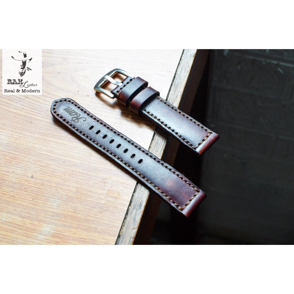 Dây đồng hồ da bò vegtan ý nhuộm thủ công bền chắc - Ram Classic 1970 mahogany