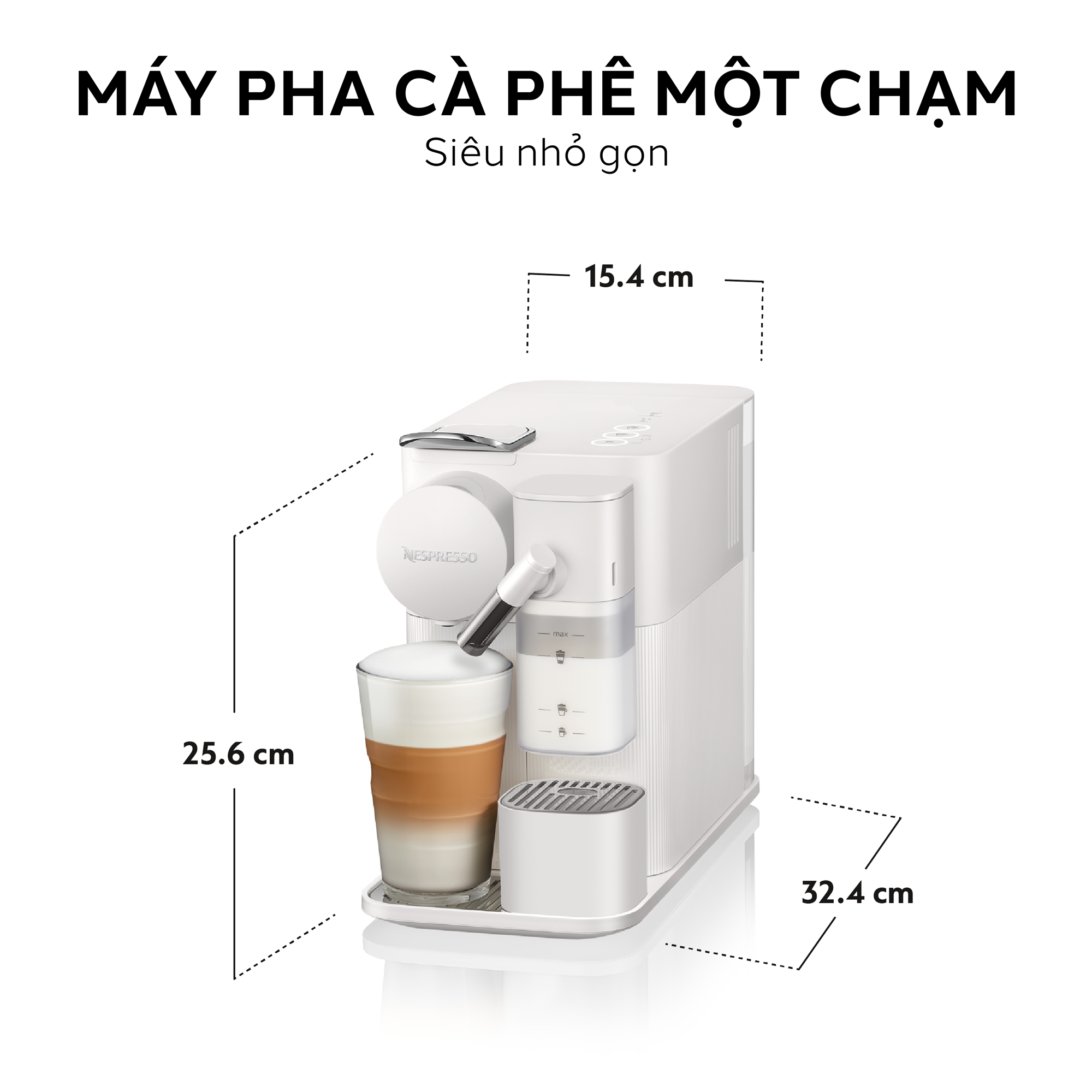 Máy pha cà phê Nespresso Lattissima One Trắng - Hàng chính hãng