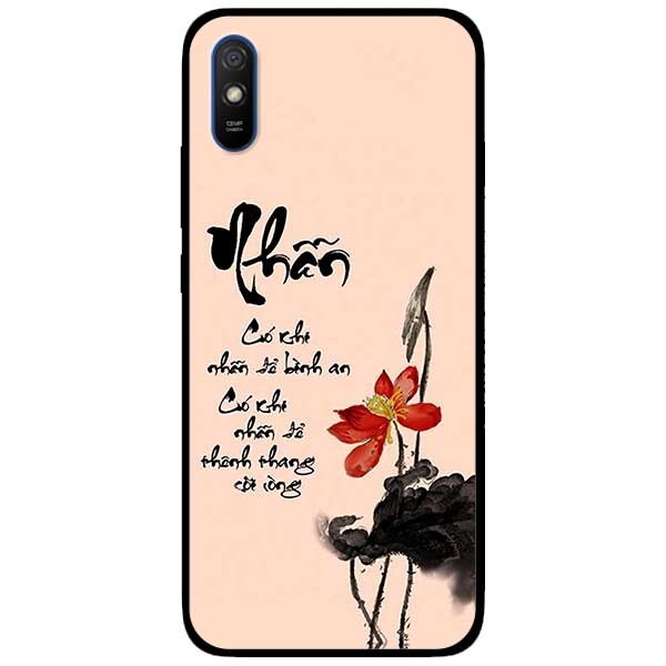 Ốp lưng dành cho Xiaomi Redmi 9 - Redmi 9A - mẫu Thư Pháp Nhẫn Nền Hồng