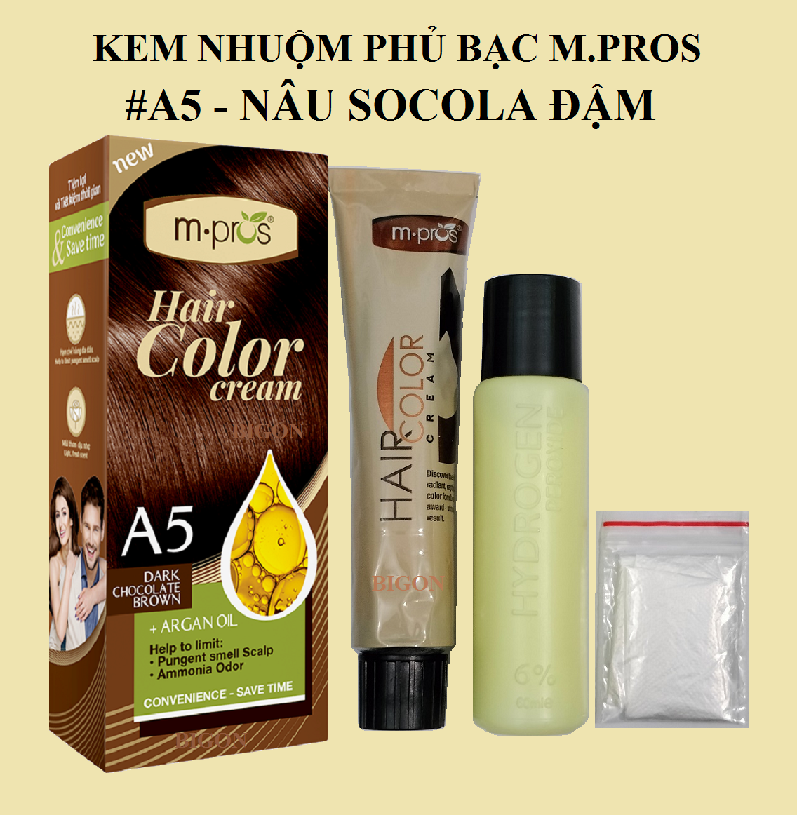 [Đủ Màu] Kem Nhuộm Phủ Bạc M.Pros [Đen/ Nâu Đen/ Nâu Hạt Dẻ/ Nâu Cà Phê/ Nâu Socola Đậm]