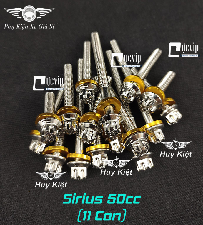Bộ Ốc Lốc Máy Salaya M3 Tặng Kèm Lông Đền Nhôm Vàng Cho Xi Po, Win, Ex, Sonic, Raider, Satria, Dr, Fu, Si, SH, Vario, AB, Wave, Vision, Jupiter MS9999
