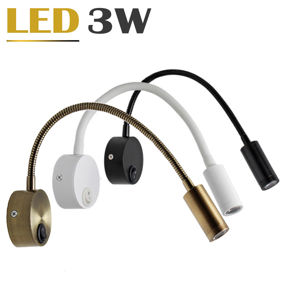 Đèn đọc sách đầu giường LED 3W, Loại gắn tường, Ánh sáng chiếu rọi điểm