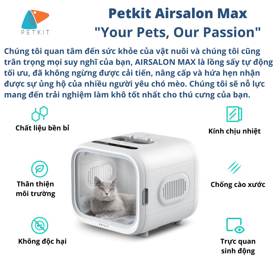 [SẴN HÀNG, CHÍNH HÃNG] Máy Sấy Lồng Sấy Cho Chó Mèo Petkit Air Salon Max