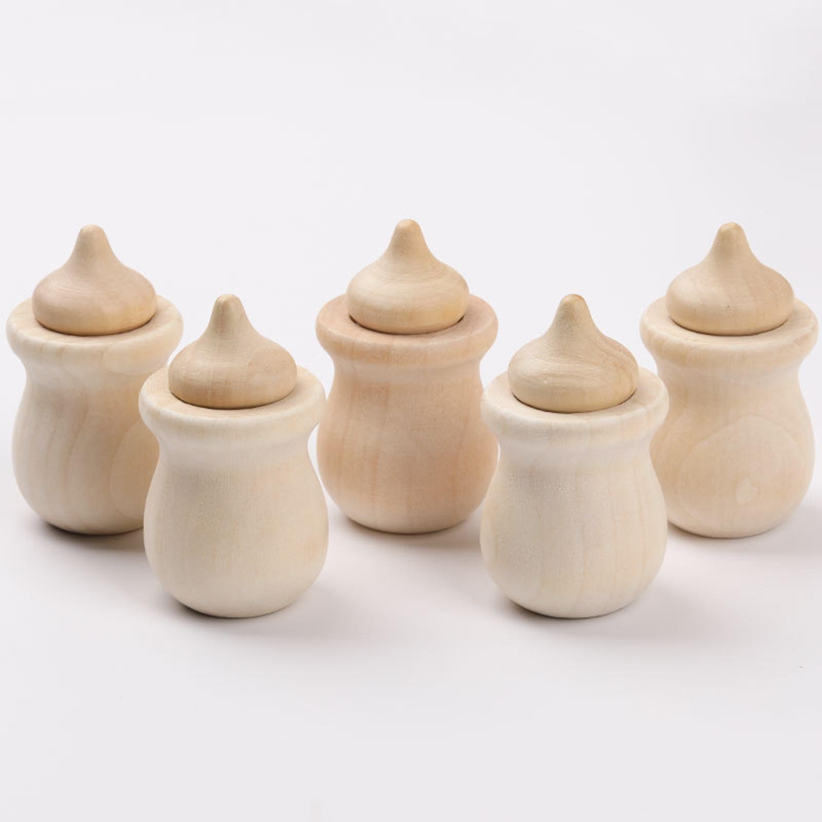 16 Pack Unfinished Wooden Peg Dolls, Peg Acorns, Wooden Shapes, Decorative Peg Doll for Kids DIY Art Craft, Painting, Peg Game, Home Party Decor