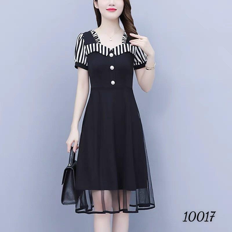 Đầm suông phối lưới sang chảnh - thời trang nữ duyên dáng công sở cho các chị em