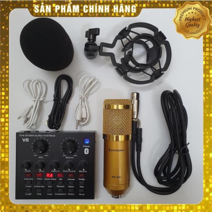 Trọn Bộ Souncard V8,Bm900 Kèm Tai Nghe Hát Karaoke,Livestream online cực hay