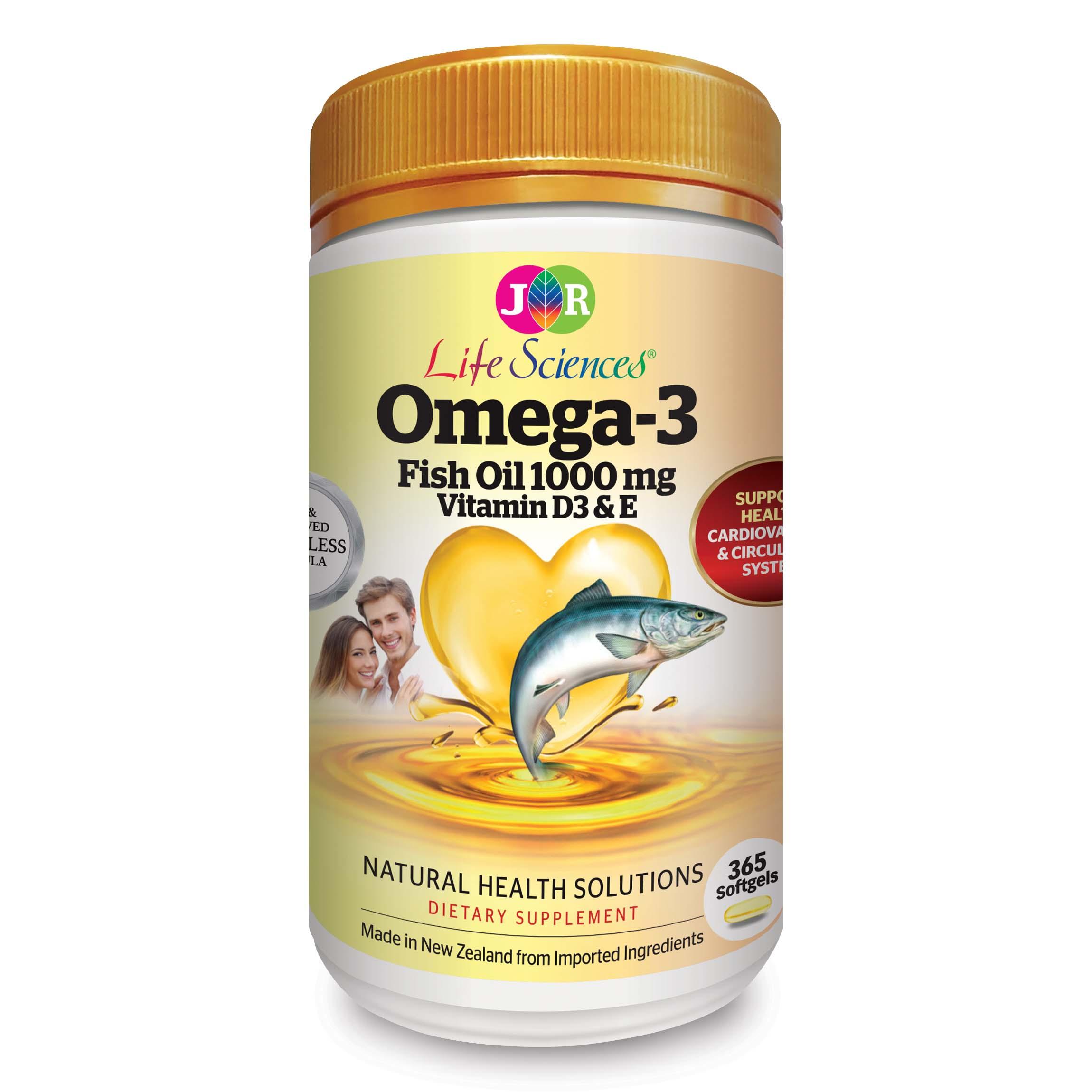 Viên uống dầu cá EPA & DHA cải thiện trí nhớ, tăng cường thị lực, giúp mắt sáng Omega-3 Fish Oil JR Life Sciences 1000mg ( 365 viên)