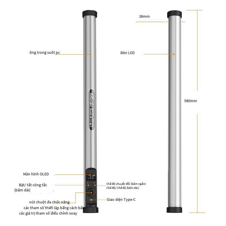 Đặc biệt RGB lấp đầy thanh ánh sáng thanh di động ánh sáng hai màu nhiệt độ đầy đủ màu sắc cầm tay lấp đầy thanh ánh sáng LED chụp ảnh không khí chiếu sáng đèn tranh