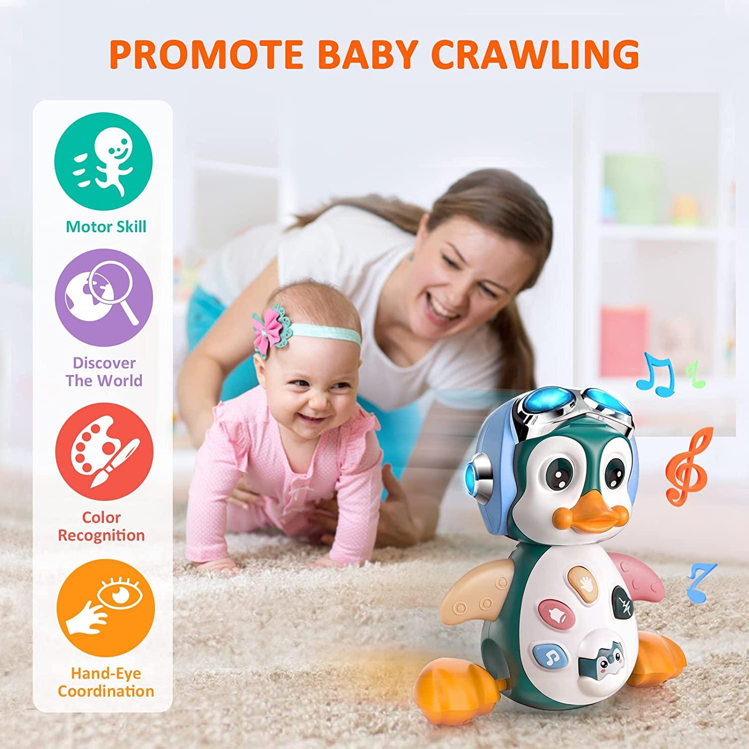 Đồ chơi âm nhạc em bé từ 1 năm quà tặng cho bé gái, Crawling Music Đồ chơi đồ chơi Baby từ 10 12 18 tháng với ánh sáng / âm thanh, học đồ chơi cho trẻ em từ 12 tháng