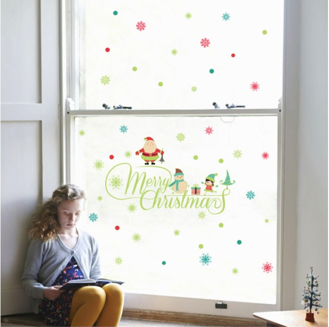 Decal trang trí Noel 2022 chữ Merry Christmas dạ quang